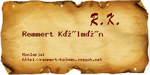 Remmert Kálmán névjegykártya